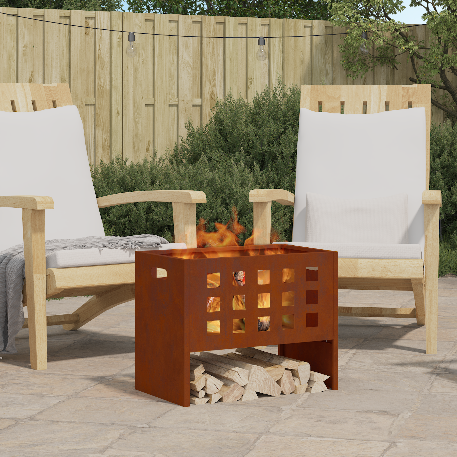 Brown Fire Pit 50 x 30 x 40 cm