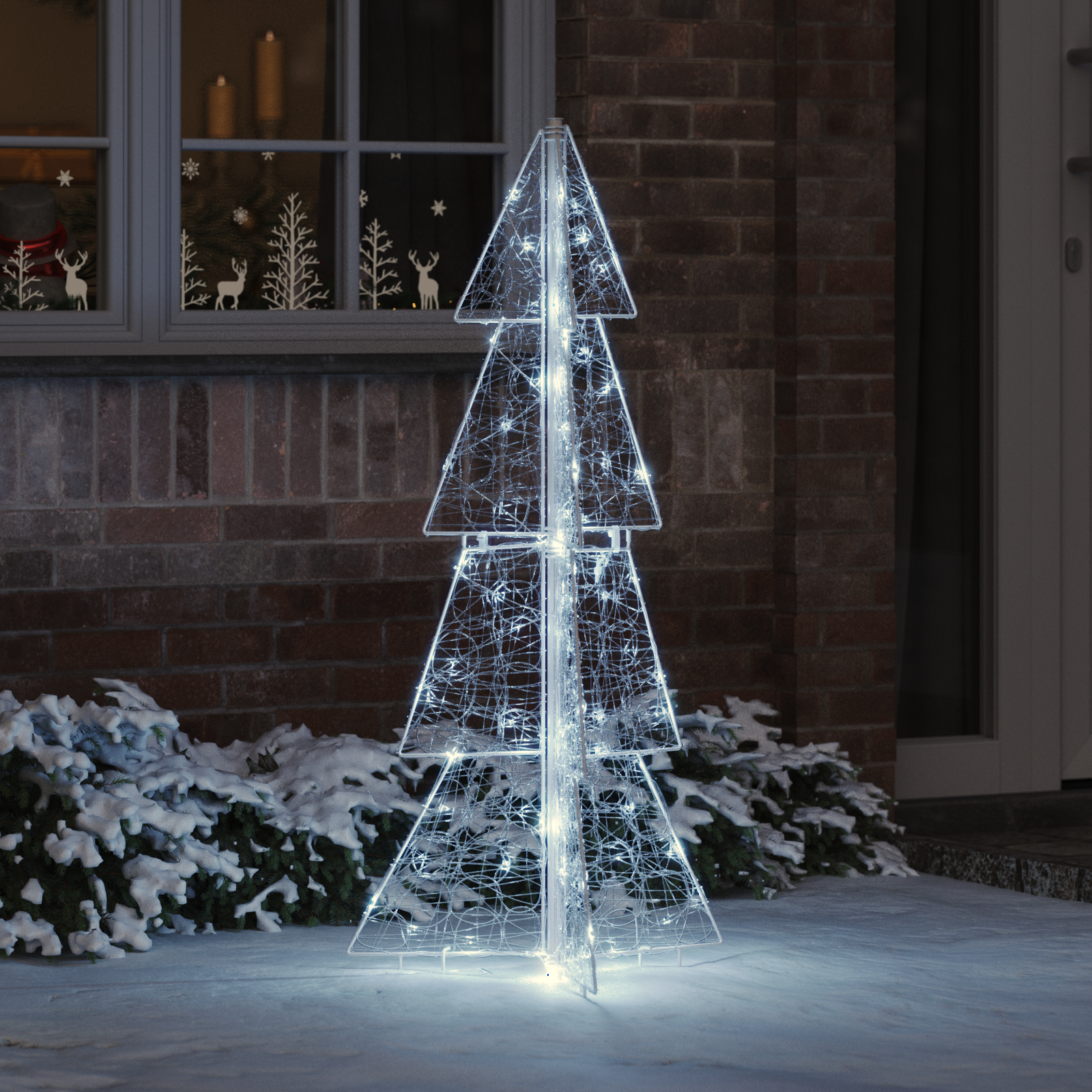 Kalėdų eglutė su 100 LED Šaltai balta 120 cm Akrilas