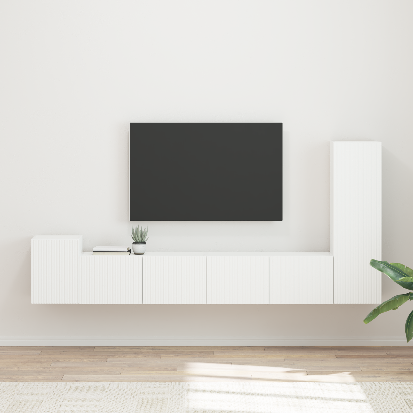 TV skapju komplekts 3 gab. Balts Inženierijas koks