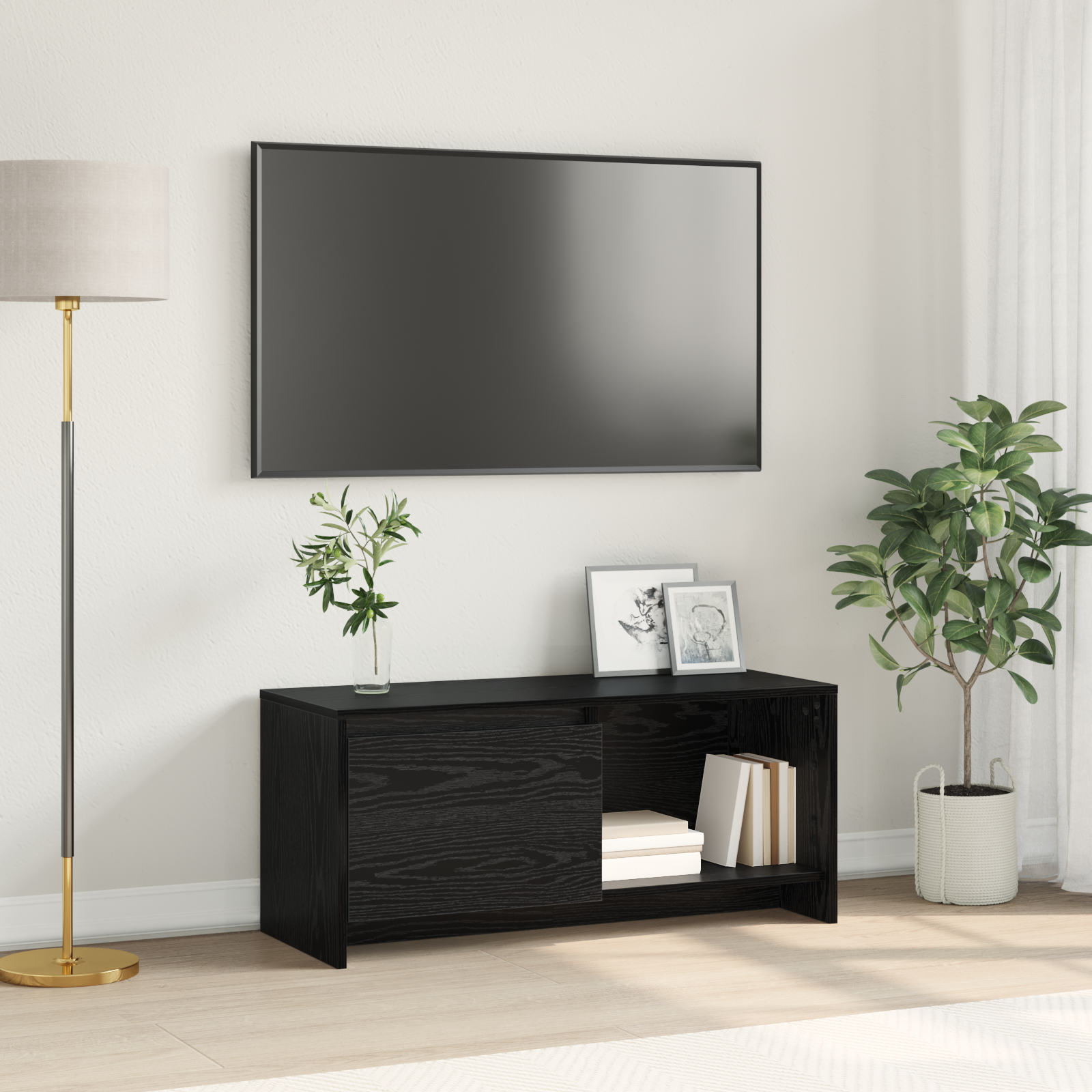 TV skapju komplekts Melns ozols 90 x 35 x 40 cm