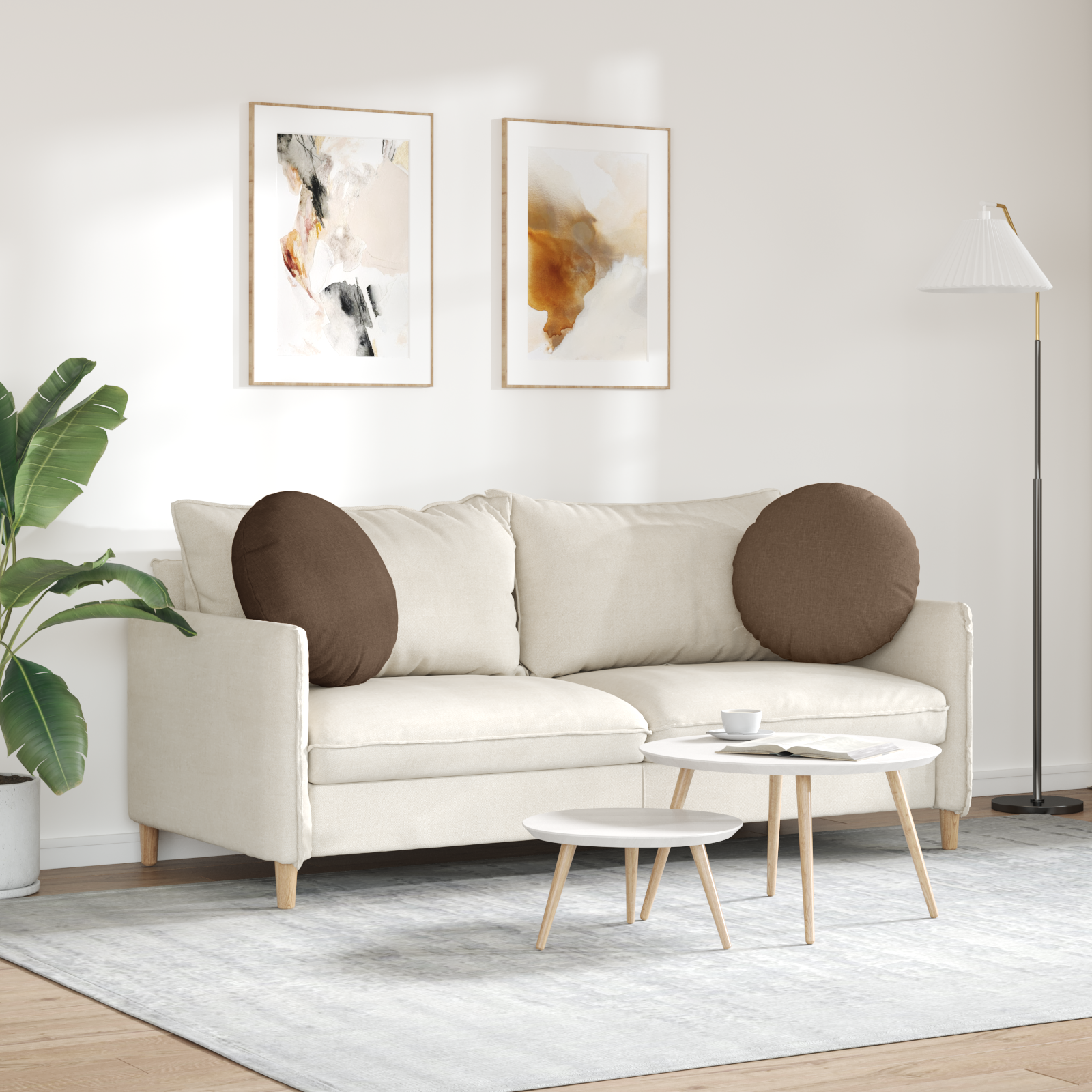 Sėdynių pagalvėlės 2 pcs Ruda Ø50 x 19 cm audinys