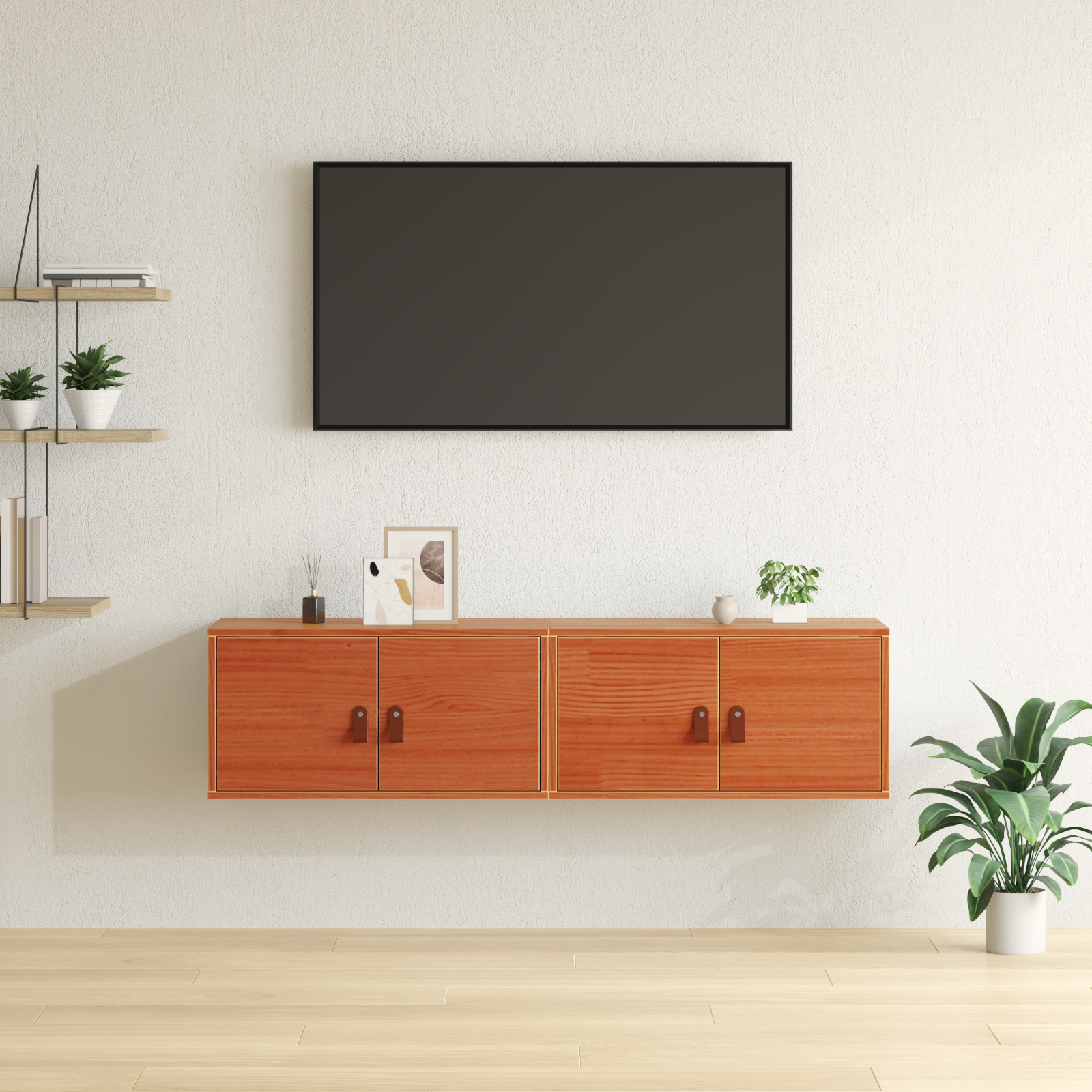 Wall Cabinet with Shelf 2 pcs Wax Brown 60 x 30 x 30 cm