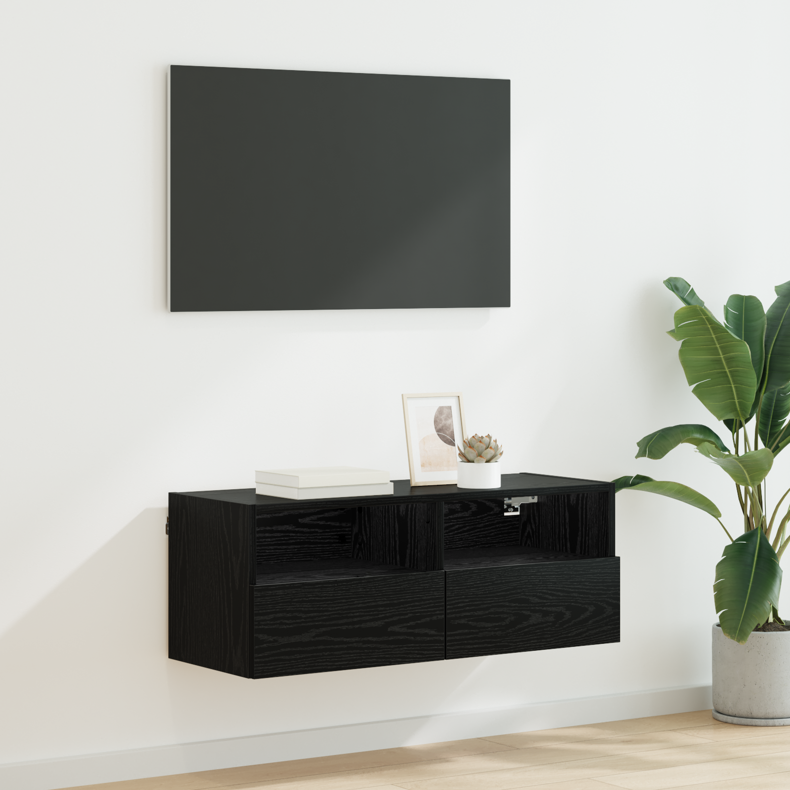 TV sieninė spintelė Juodas ąžuolas 80 x 30 x 30 cm