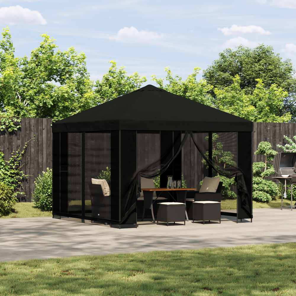 Pavėsinė 3 x 3 m Juoda Poliesteris ir plienas 190 gsm