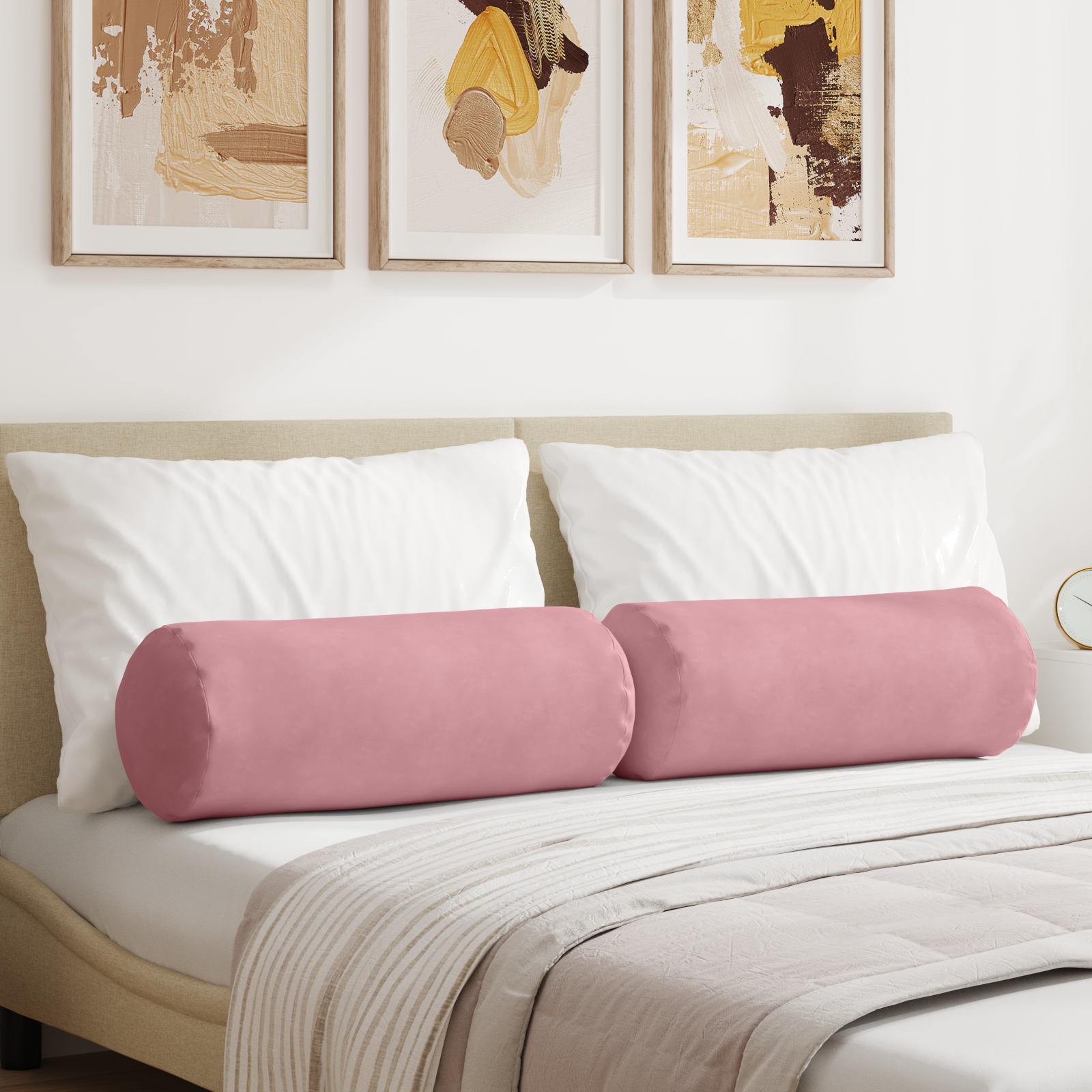Pagalvės 2 pcs Rožinė Ø 25 x 70 cm Kordūrinis audinys