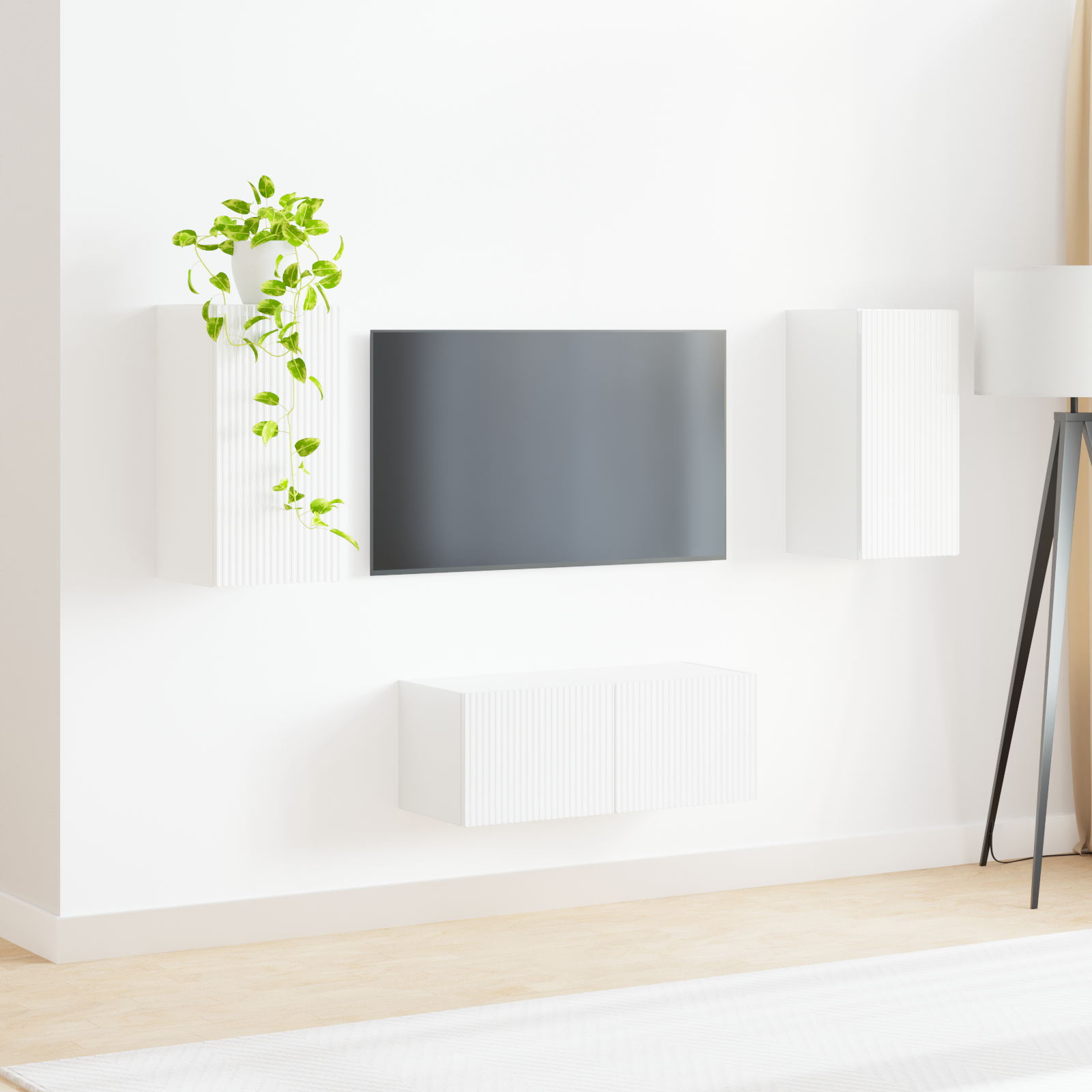 TV skapju komplekts 2 gab. Spīdīgi balts