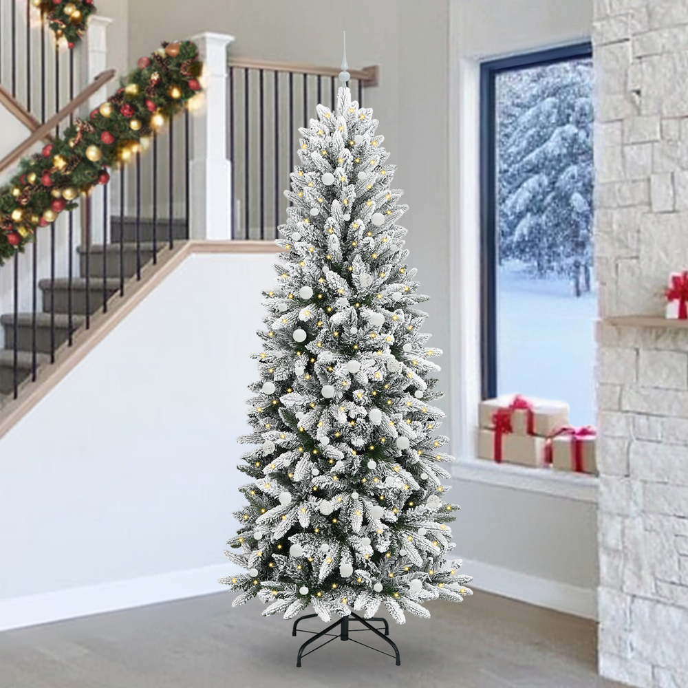 Artificial Christmas tree with 300 LED stand White 240 cm