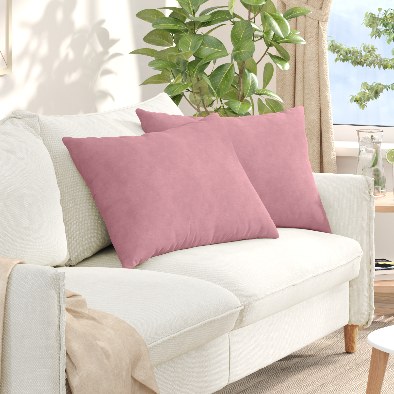 Sofa Pagalvės 2 pcs Rožinė 70 x 50 cm Kordūrinis audinys