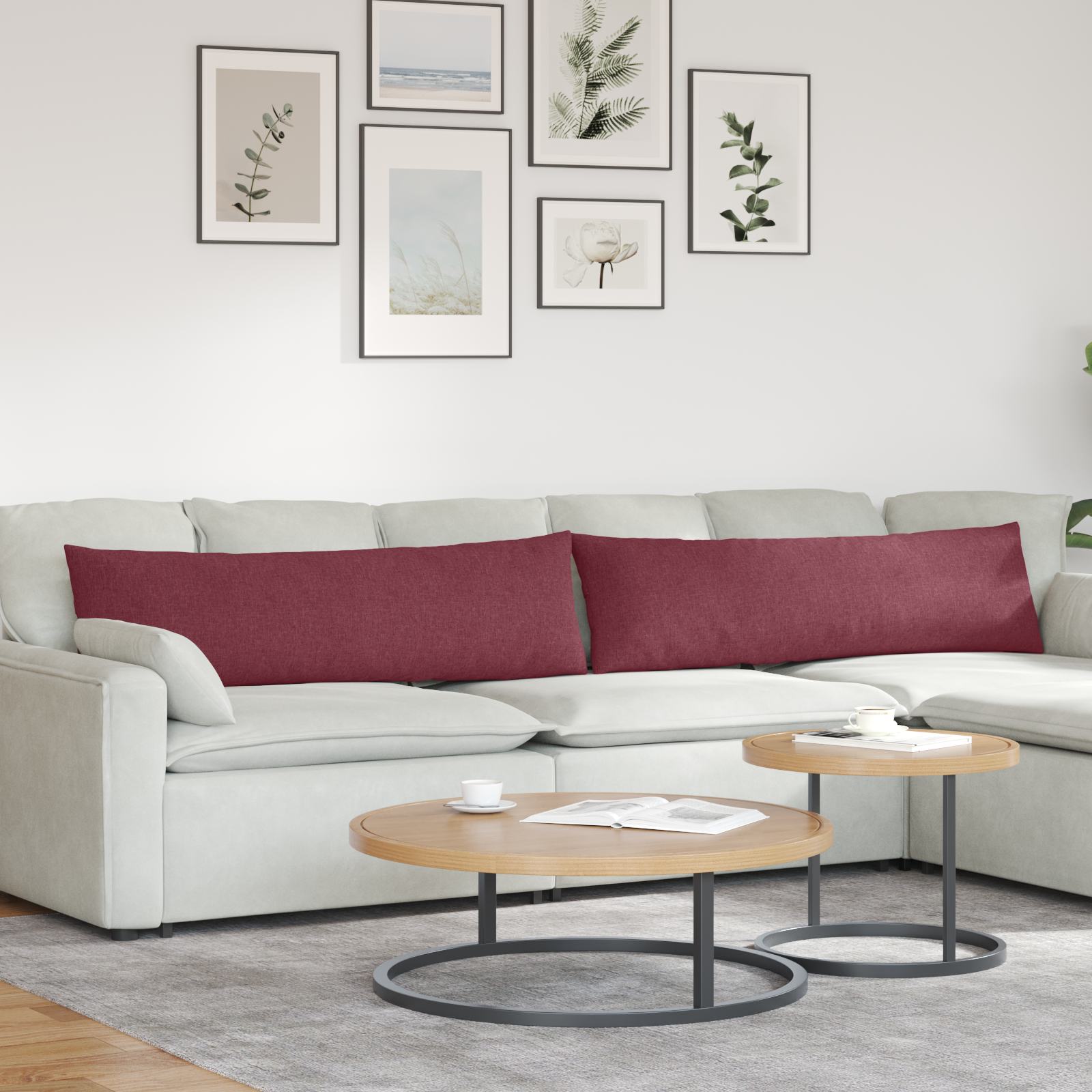 Sofa Pagalvės 2 pcs Vyno raudona 145 x 40 cm audinys