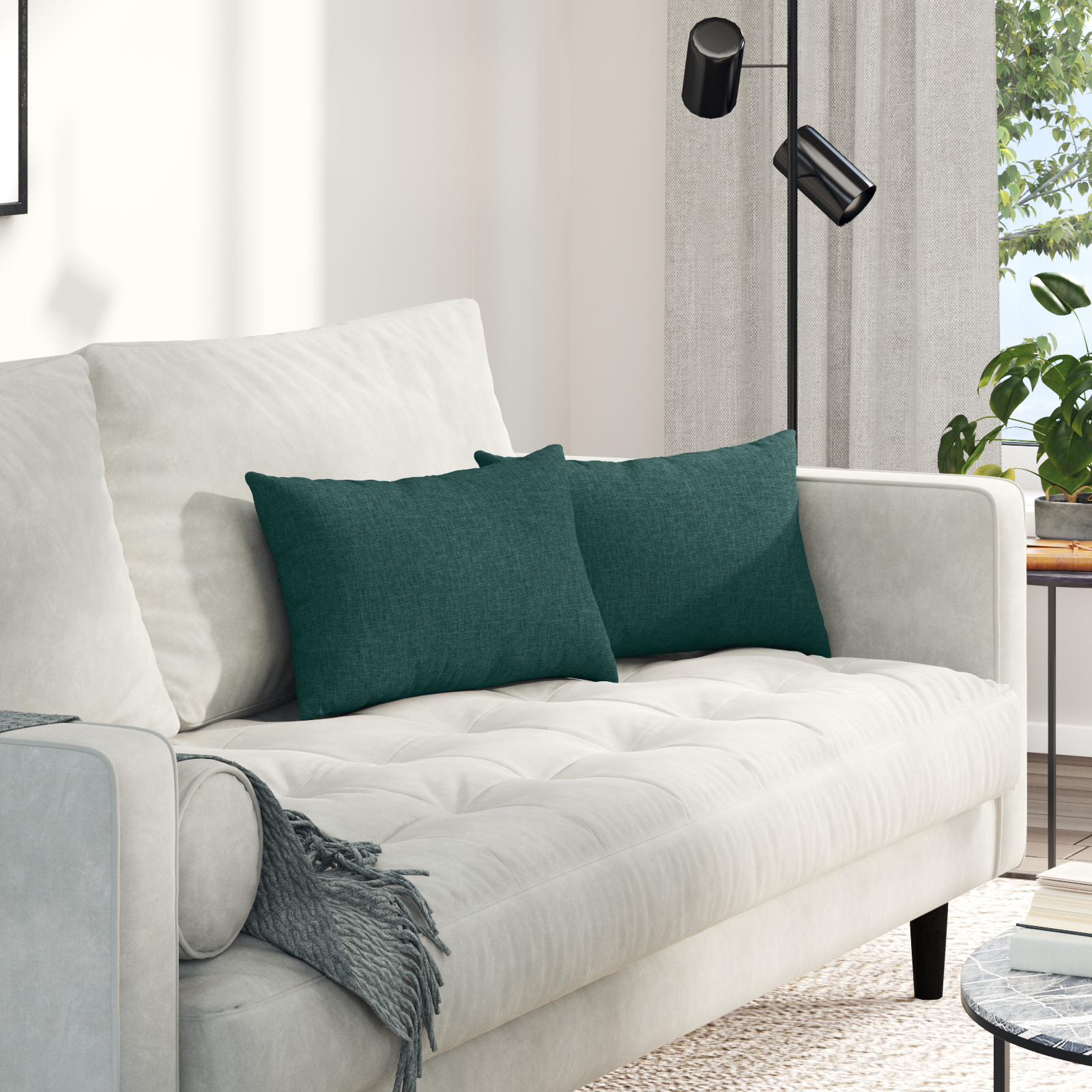 Sofa Pagalvės 2 pcs Tamsiai žalia 50 x 30 cm audinys