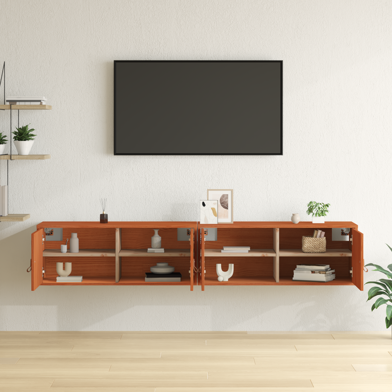 Wall Cabinet with Shelf 2 pcs Wax Brown 80 x 30 x 30 cm