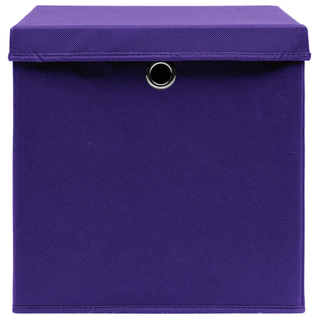 Daiktadėžės su dangčiais, 10vnt., violetinės, 28x28x28cm - Namų Idėja