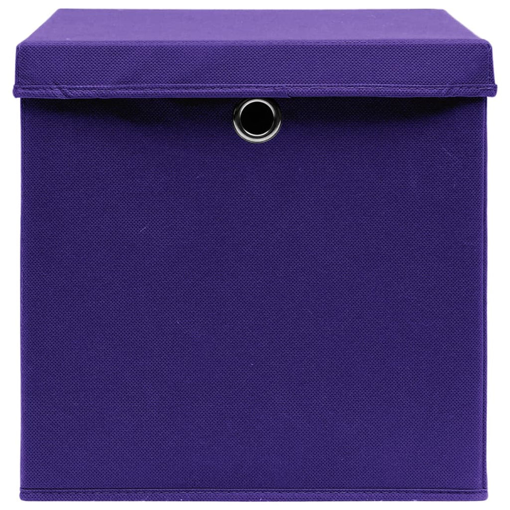 Daiktadėžės su dangčiais, 4vnt., violetinės spalvos, 28x28x28cm - Namų Idėja