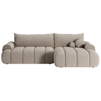 Kampinė sofa-lova ELIN – bendras vaizdas, šviesiai smėlinė