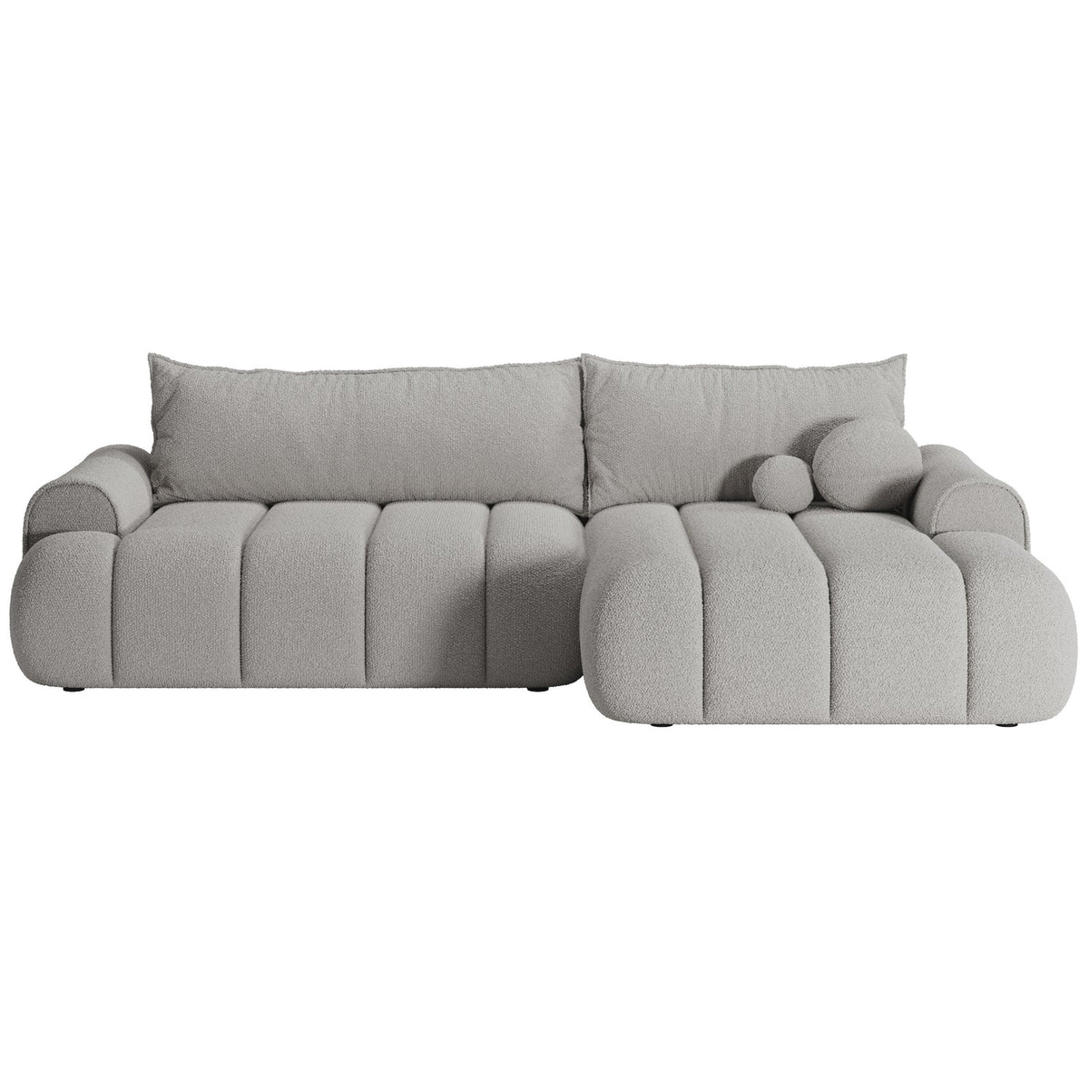 Kampinė sofa ELIN, šviesiai pilka bouclé