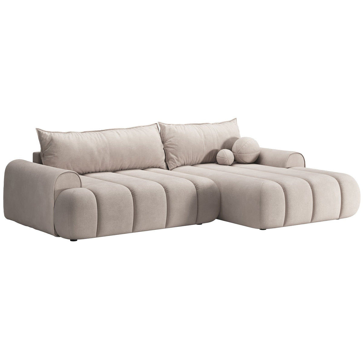 Kampinė sofa-lova ELIN, pilkai smėlinė, dešinė