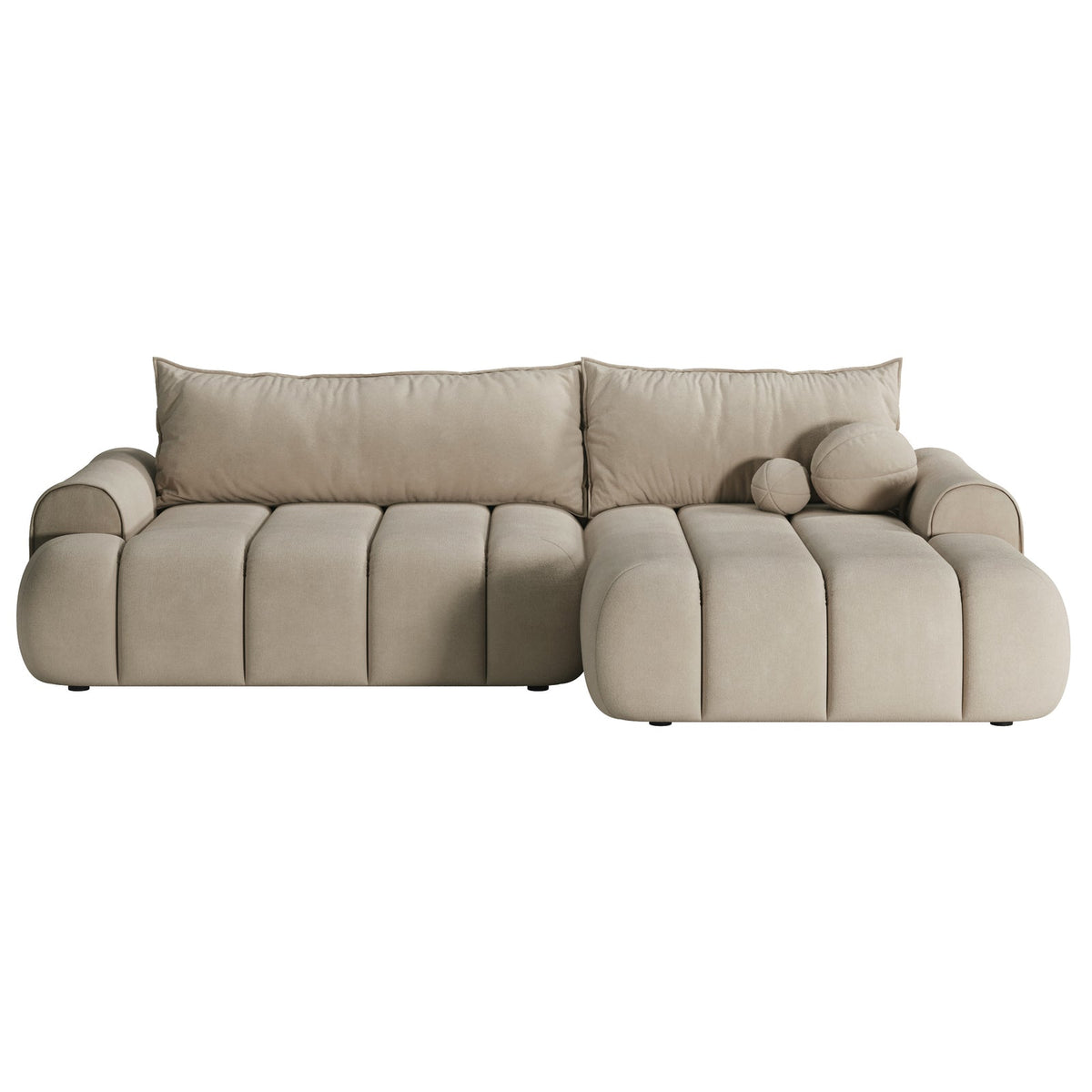 Kampinė sofa-lova ELIN, smėlinė, dešinė