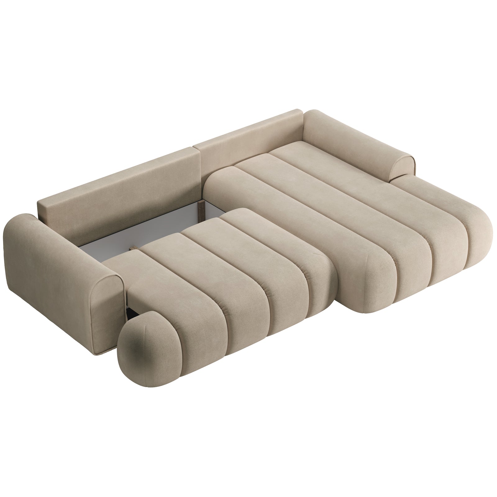 Kampinė sofa-lova ELIN, smėlinė, dešinė