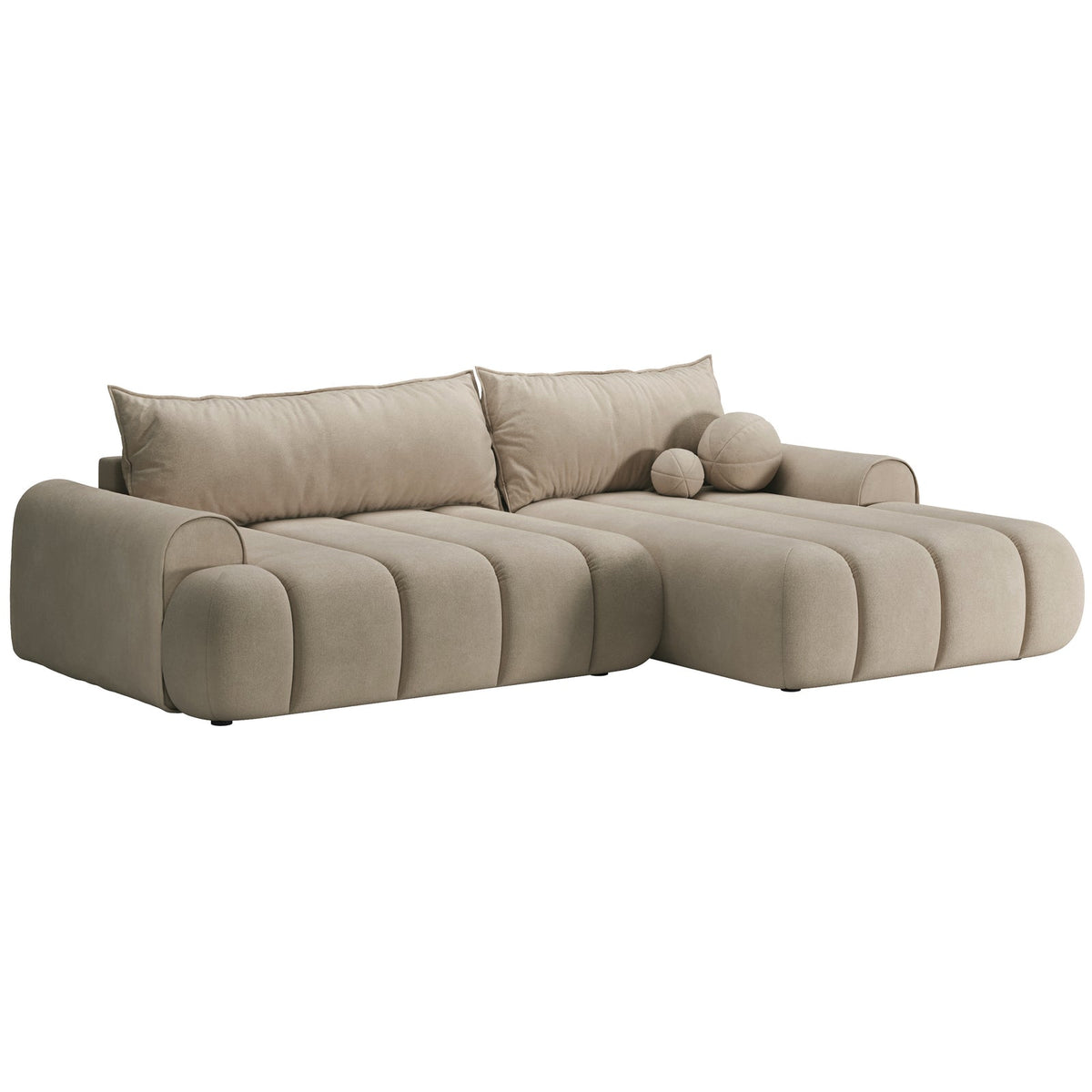 Kampinė sofa-lova ELIN, smėlinė, dešinė