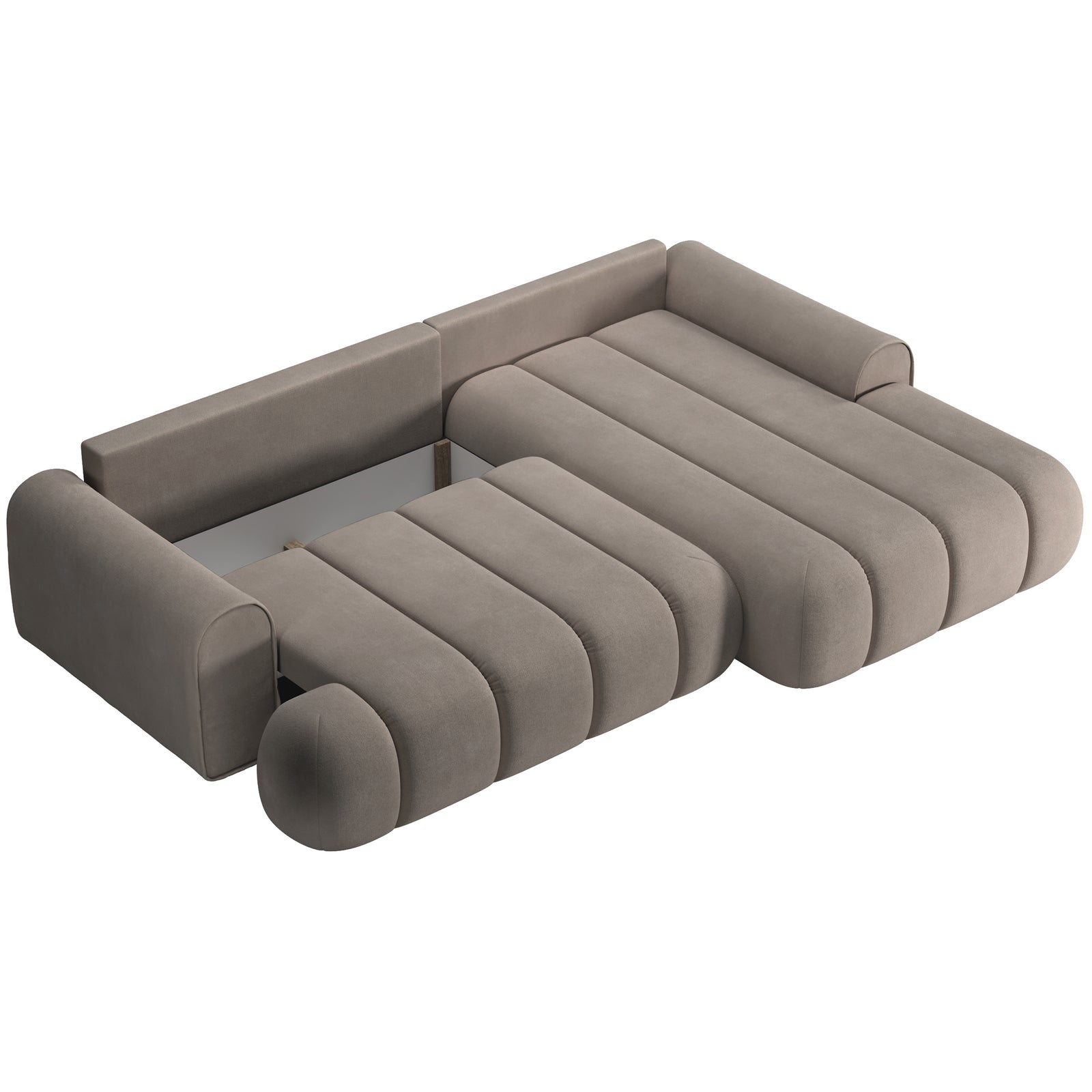 Kampinė sofa-lova ELIN, ruda, dešinė