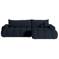 Kampinė sofa-lova ELIN iš priekio, tamsiai mėlyna