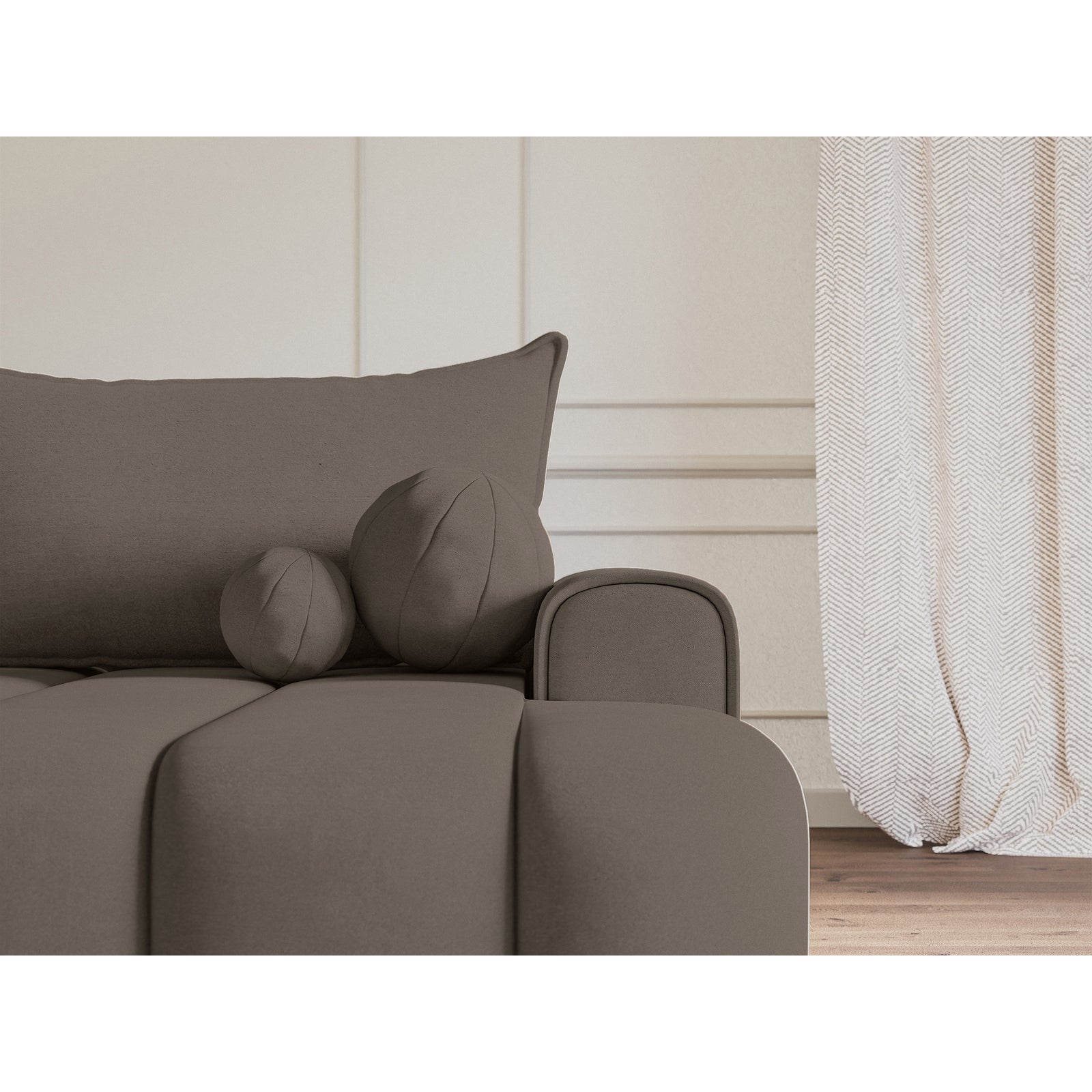Kampinė sofa-lova DANDELINO, tamsiai smėlinė, dešinė