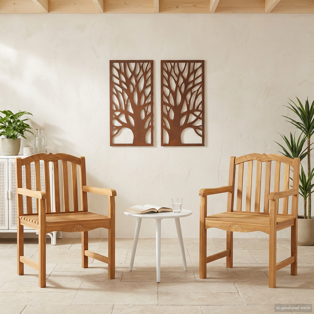 Sodo Kėdė 2 pcs Natūrali 58 x 60 x 93 cm Kieto teka medžio