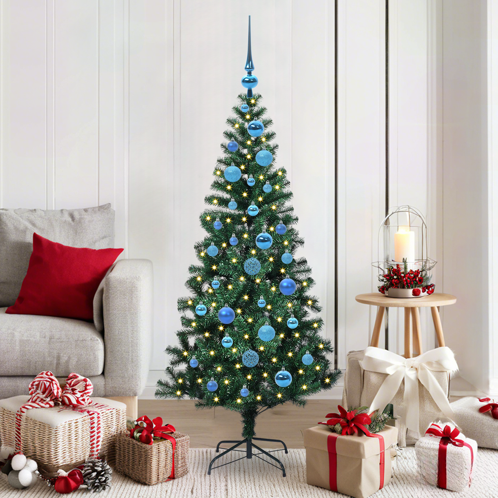 Artificial Pre-Lit Christmas Tree Green 150 cm