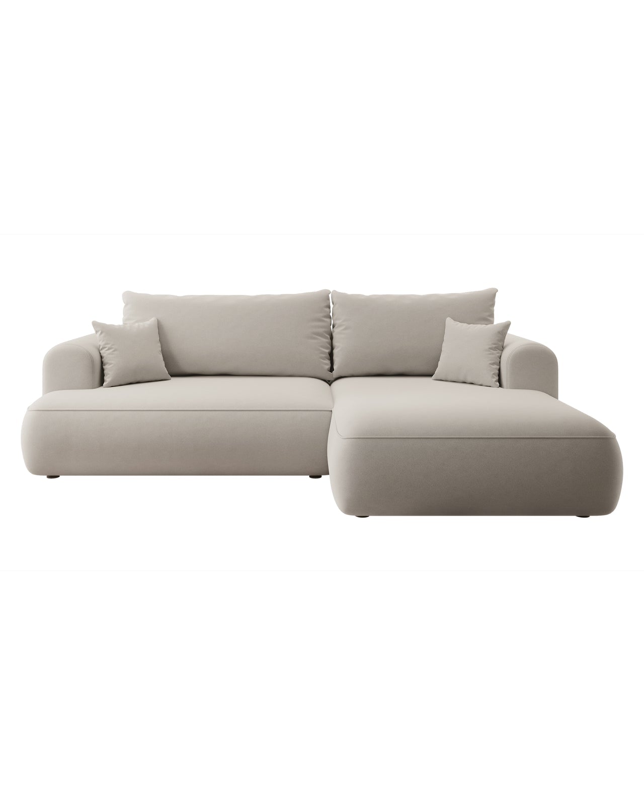 Kampinė sofa-lova OVO, kreminė, dešinė