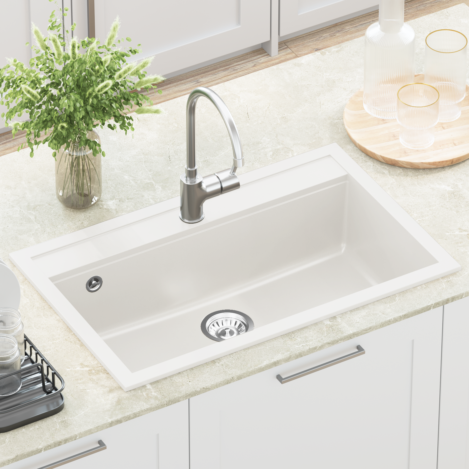 Kriauklė Balta 795 x 505 mm Granitas