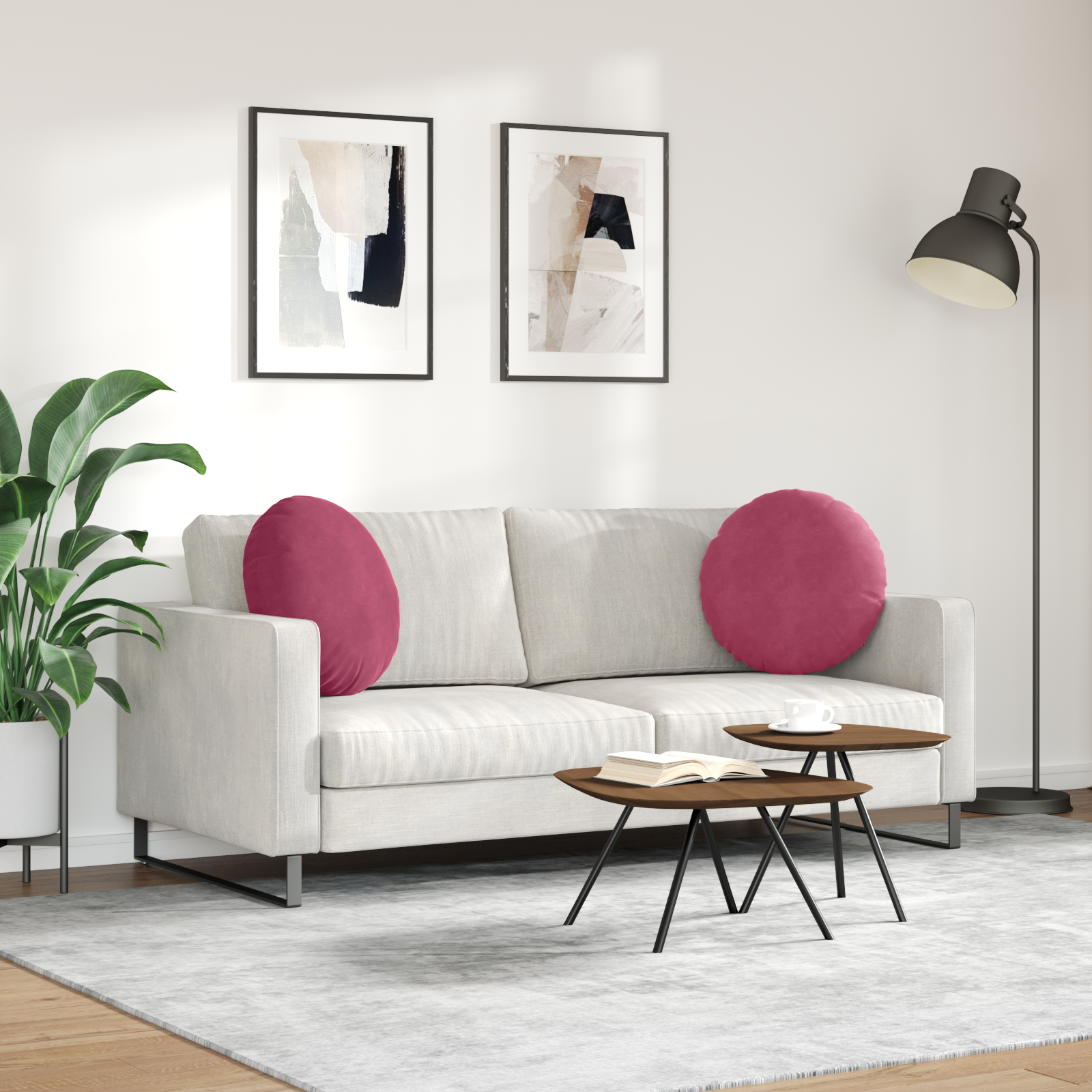 Sėdynių pagalvėlės 2 pcs Vyno raudona Ø 40 x 13 cm Aksomas