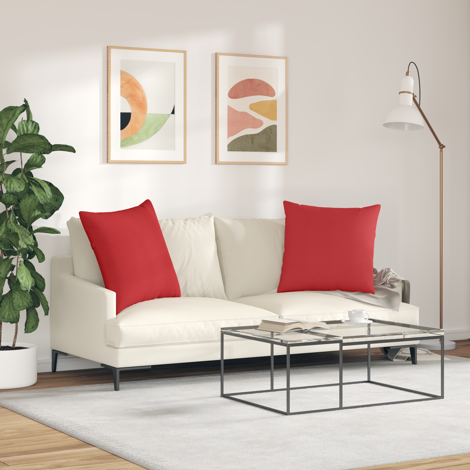 Dīvāna Spilveni 2 gab. Sarkani 60 x 60 cm audums