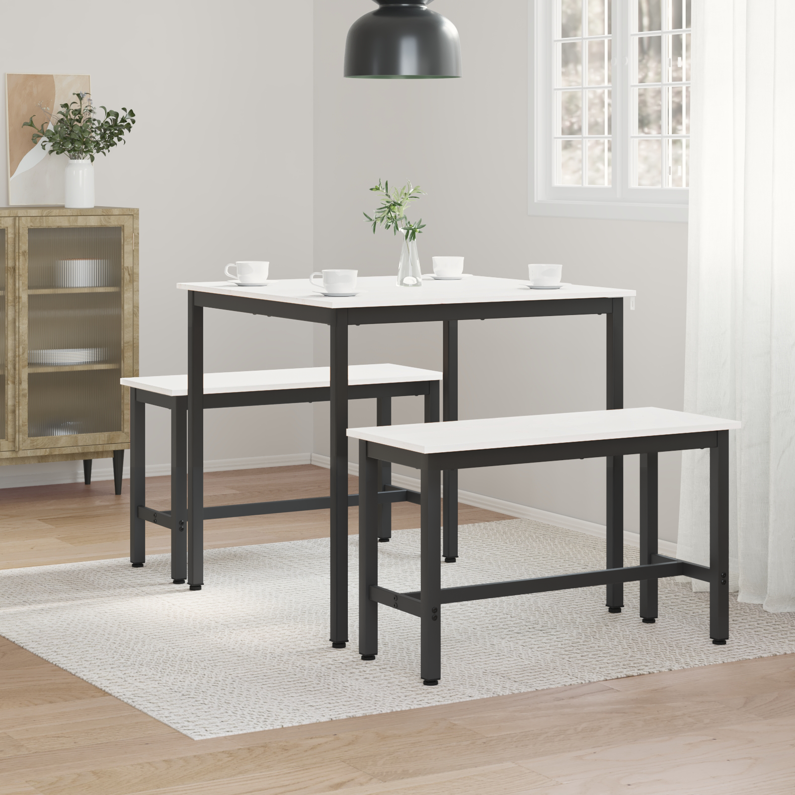 Valgomojo stalas Balta 80 x 80 x 75 cm Kietos pušies mediena