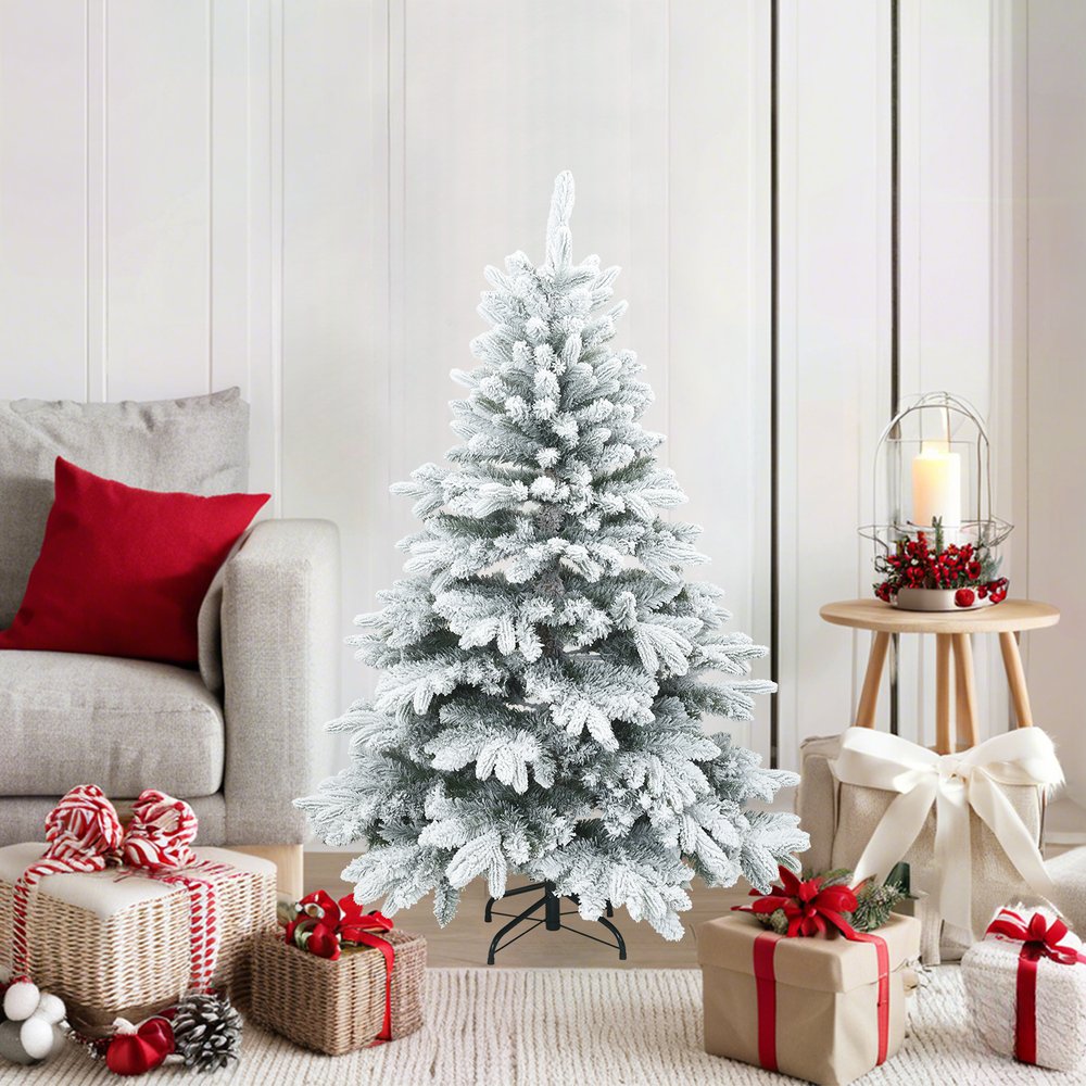 Artificial Foldable Christmas Tree with Snow Covering White