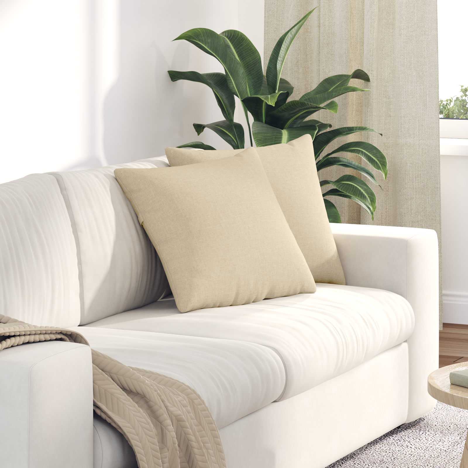 Sofa Pagalvės 2 pcs Kreminė 45 x 45 cm audinys