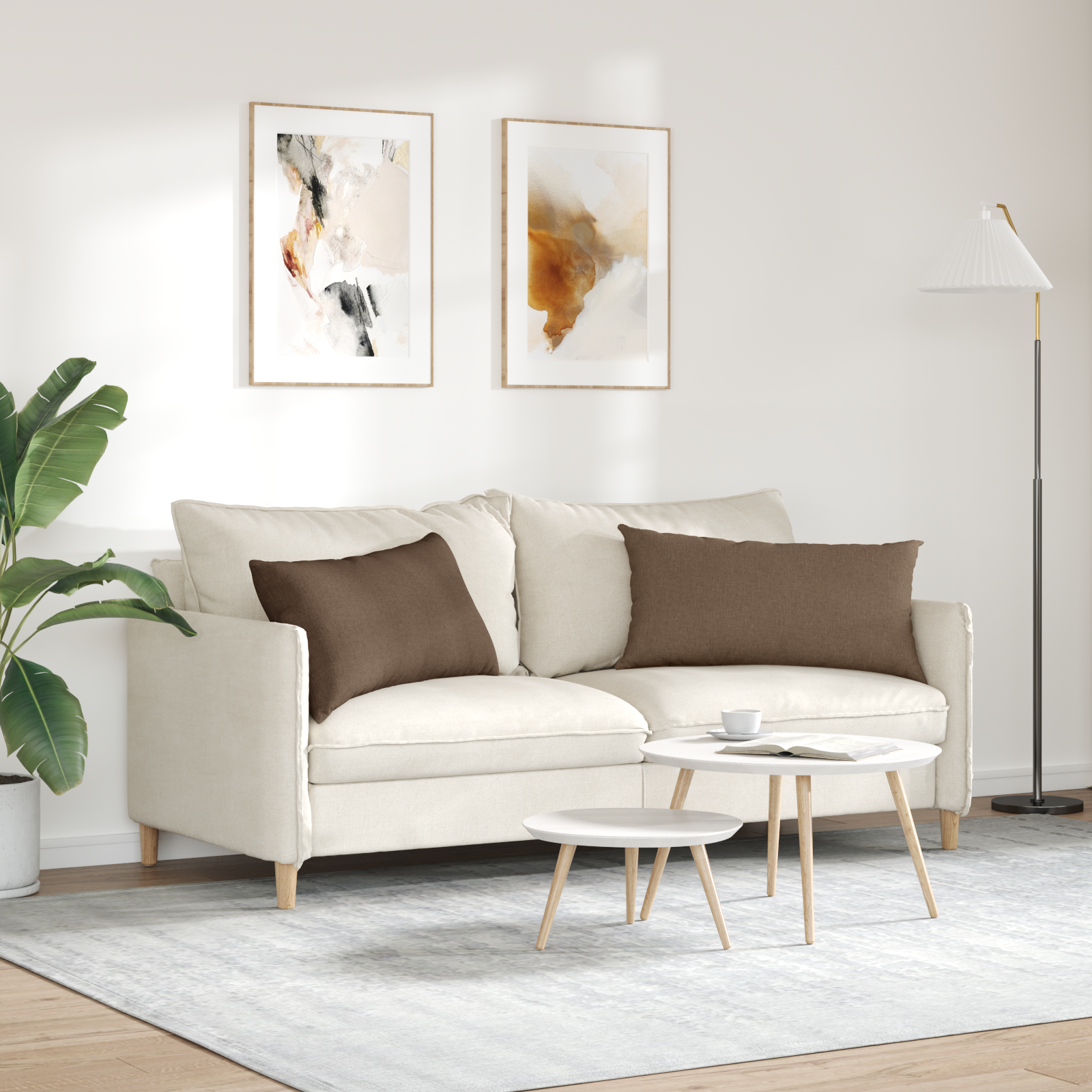 Sofa Cushions 2 pcs Brown 80 x 40 cm fabric