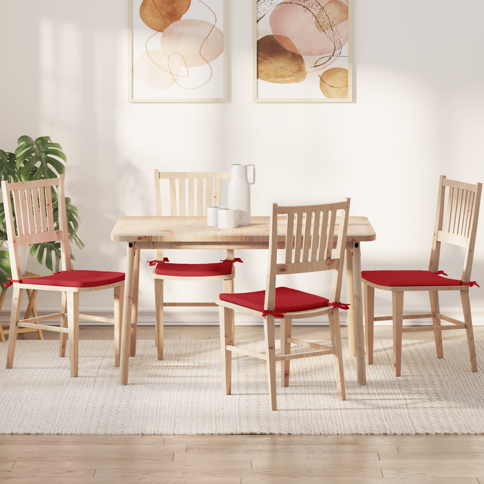 Sėdynių pagalvėlės 4 pcs Raudona 40 x 40 x 3 cm audinys