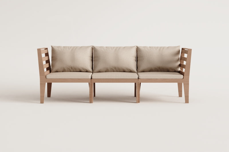 Sofa MODULO, trivietė su porankiais, balta