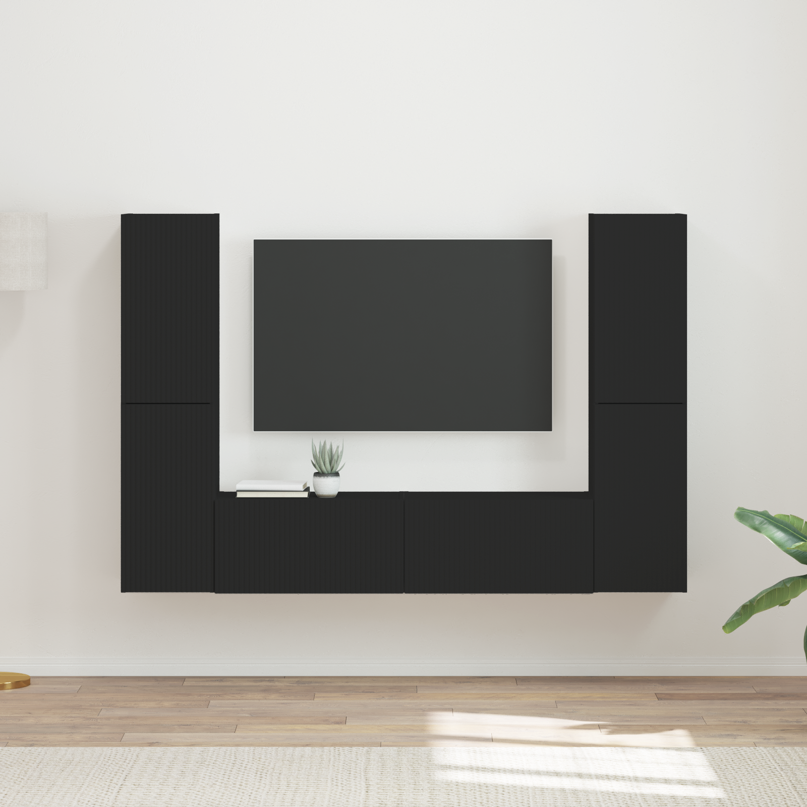TV spintelių komplektas 6 pcs Juoda Apdirbta mediena