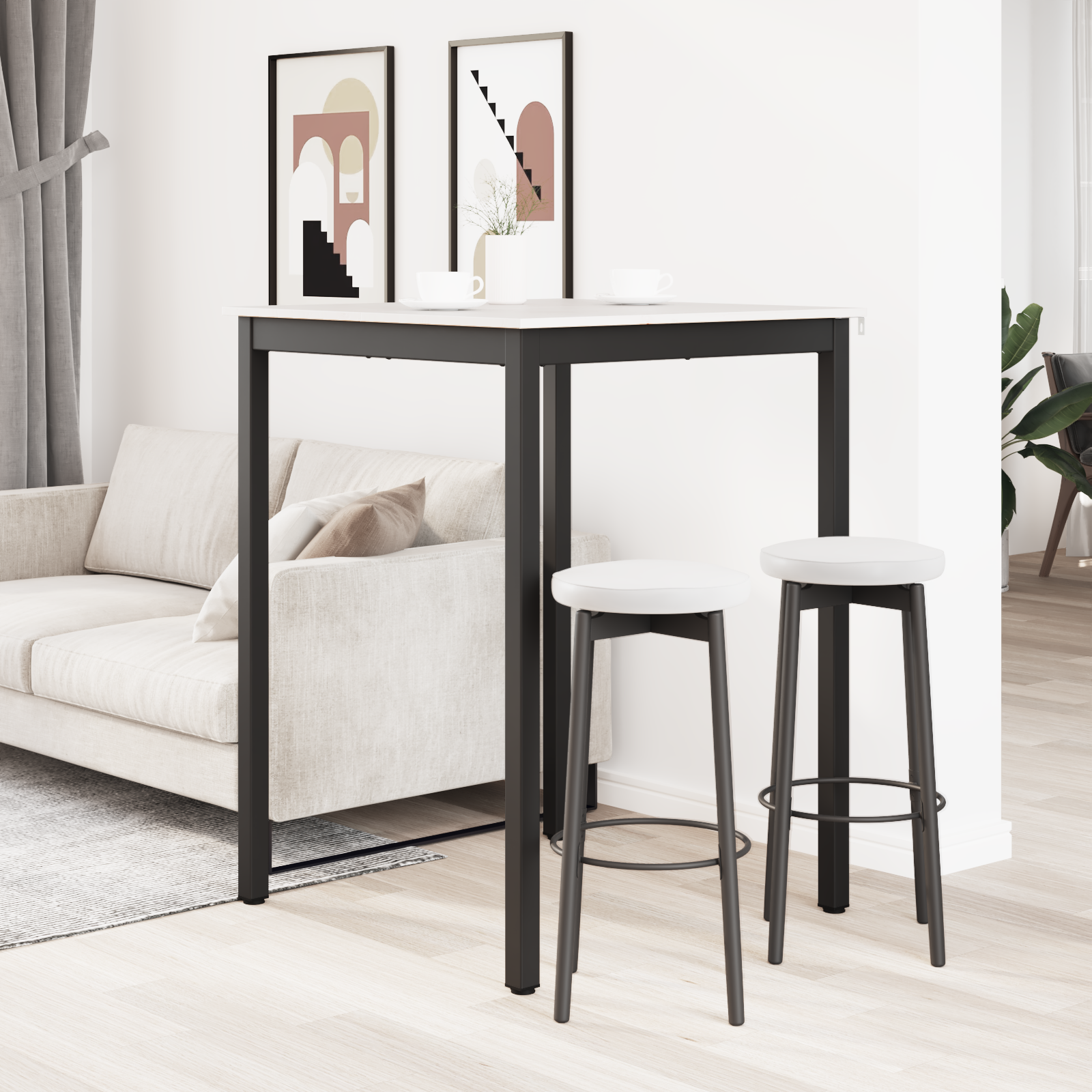 Baro stalas Balta 80 x 80 x 105 cm Kietos pušies mediena