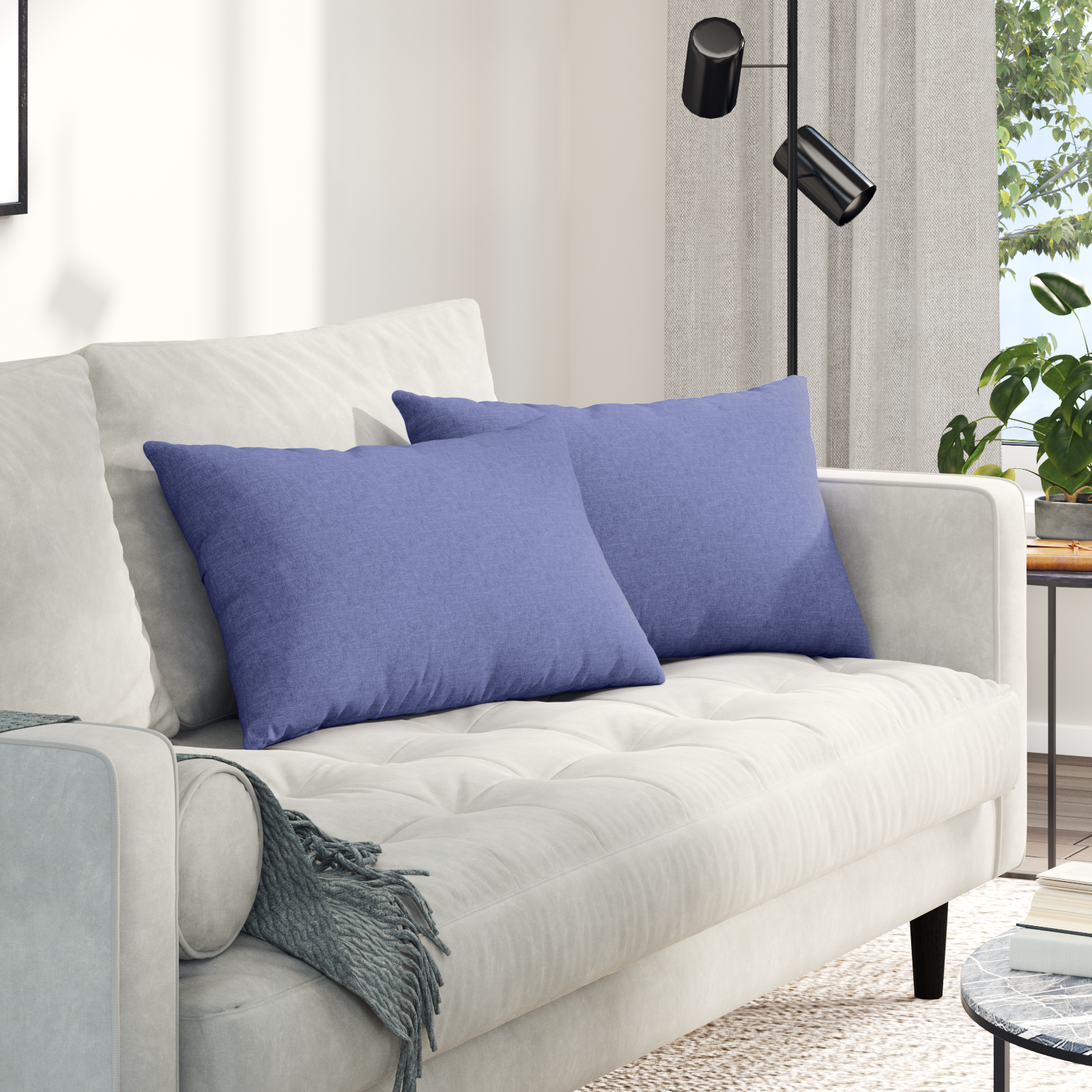 Sofa Pagalvės 2 pcs Mėlyna 60 x 40 cm audinys