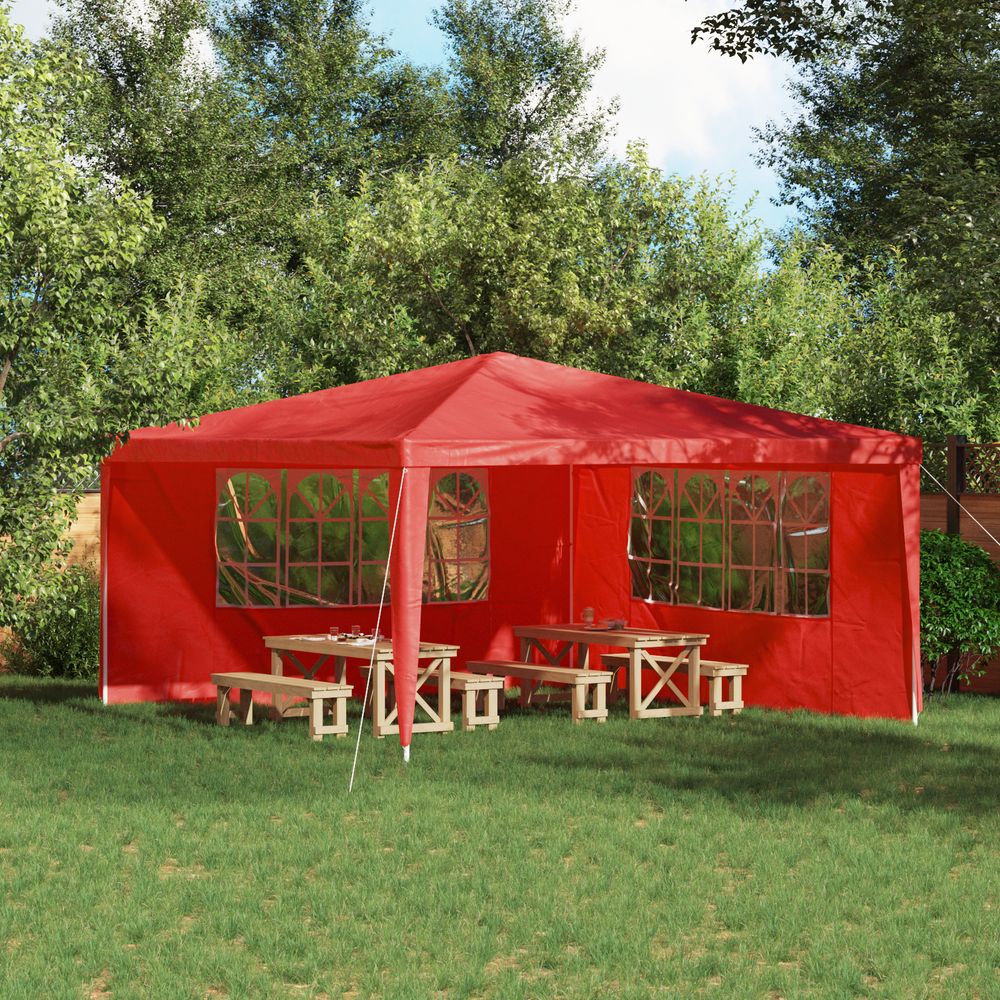 Šventinės palapinės šoninė siena 2 pcs 400 x 195 cm Raudona