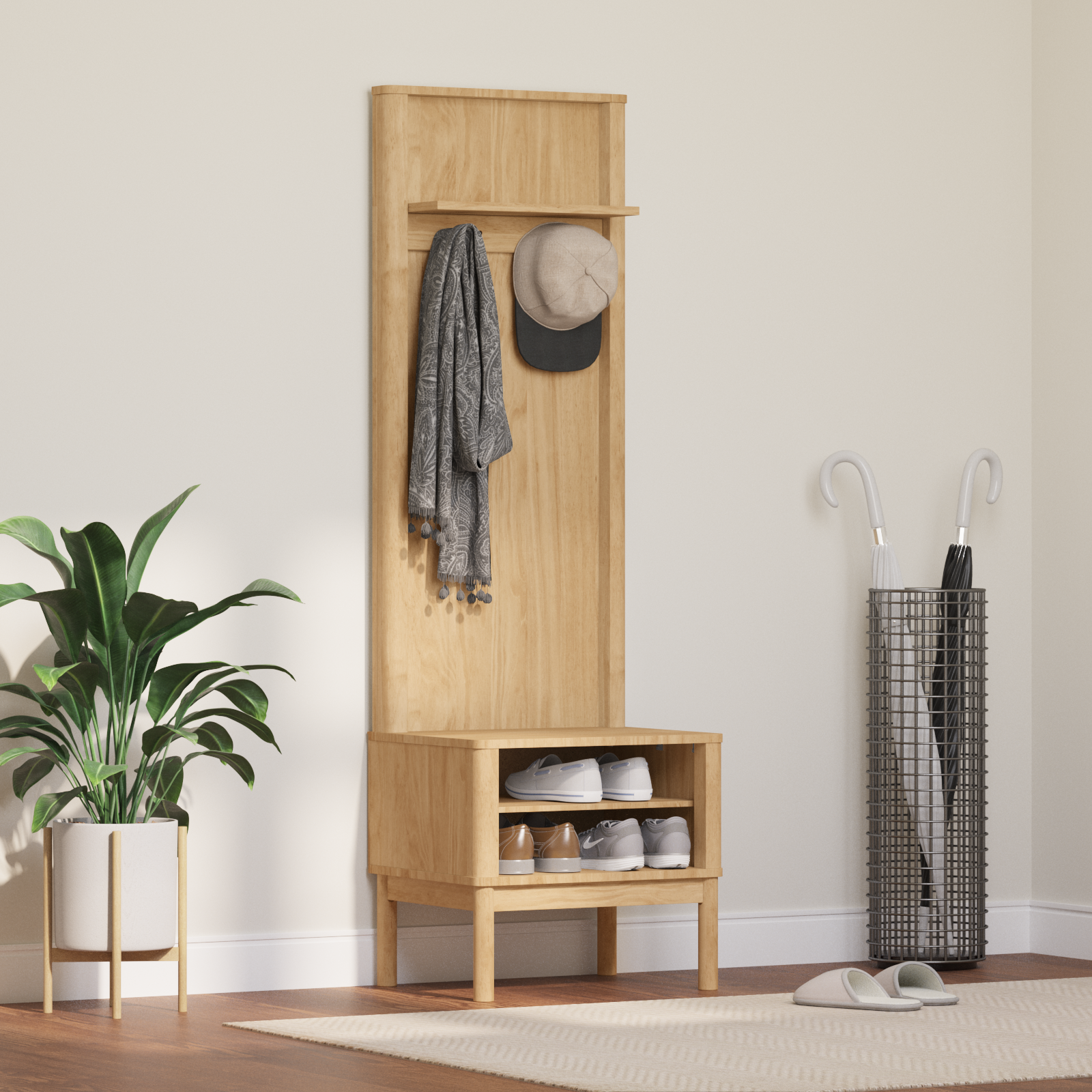 Hallway cabinet FLORO Waxed brown 50 x 40 x 158 cm