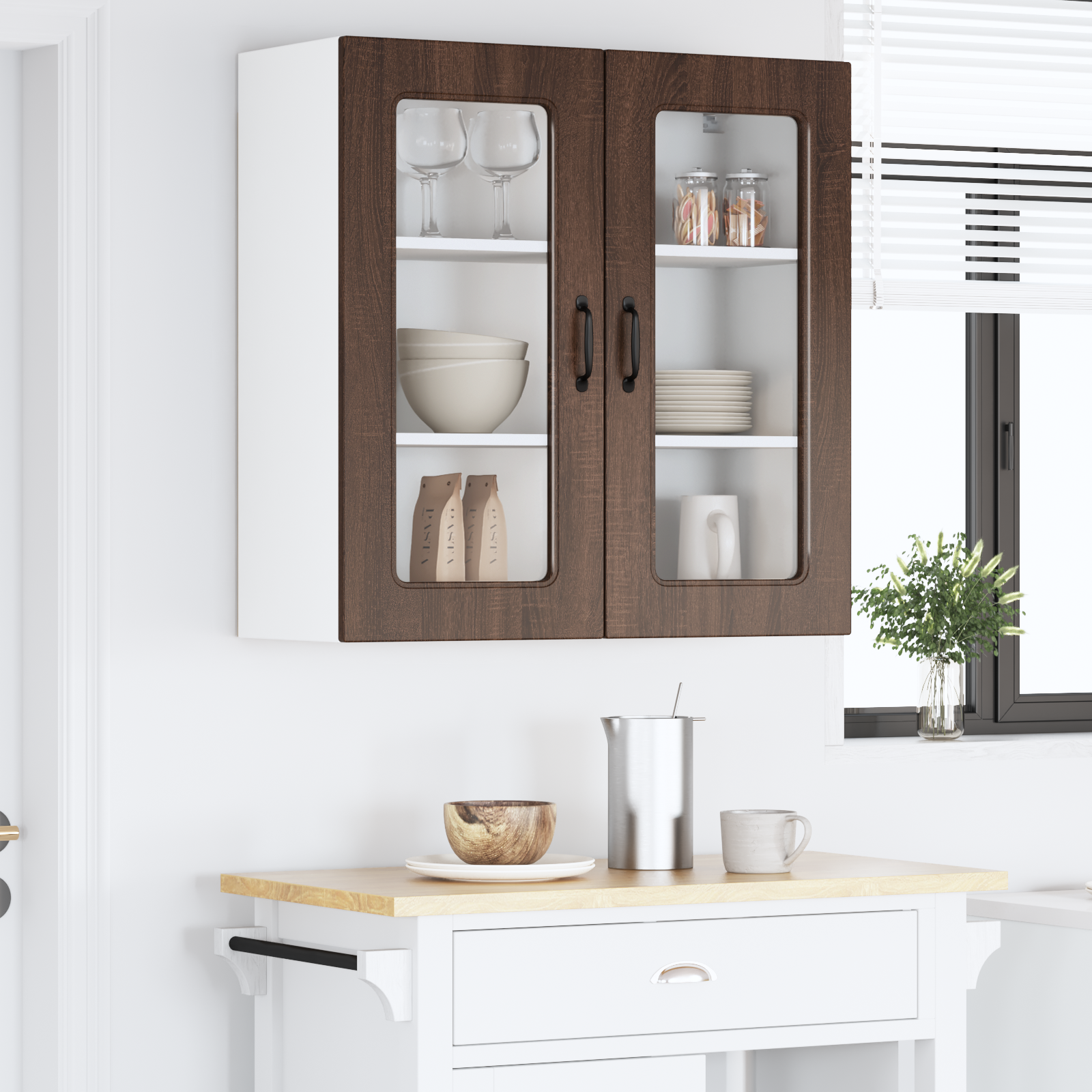 Wall Kitchen Cabinet Brown Oak 80 x 31 x 80 cm