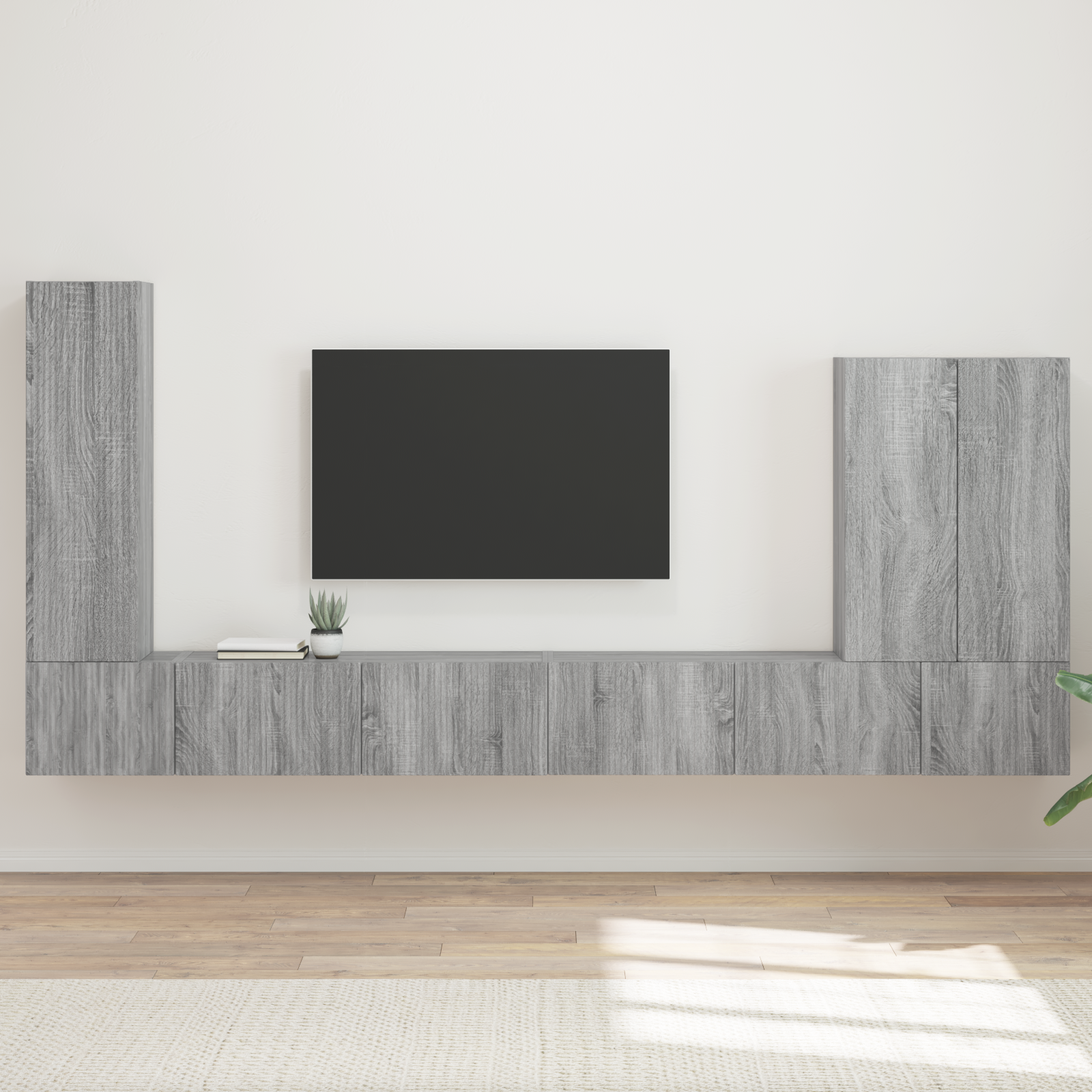 TV sieninio kabineto komplektas 6 pcs Pilkas Sonoma