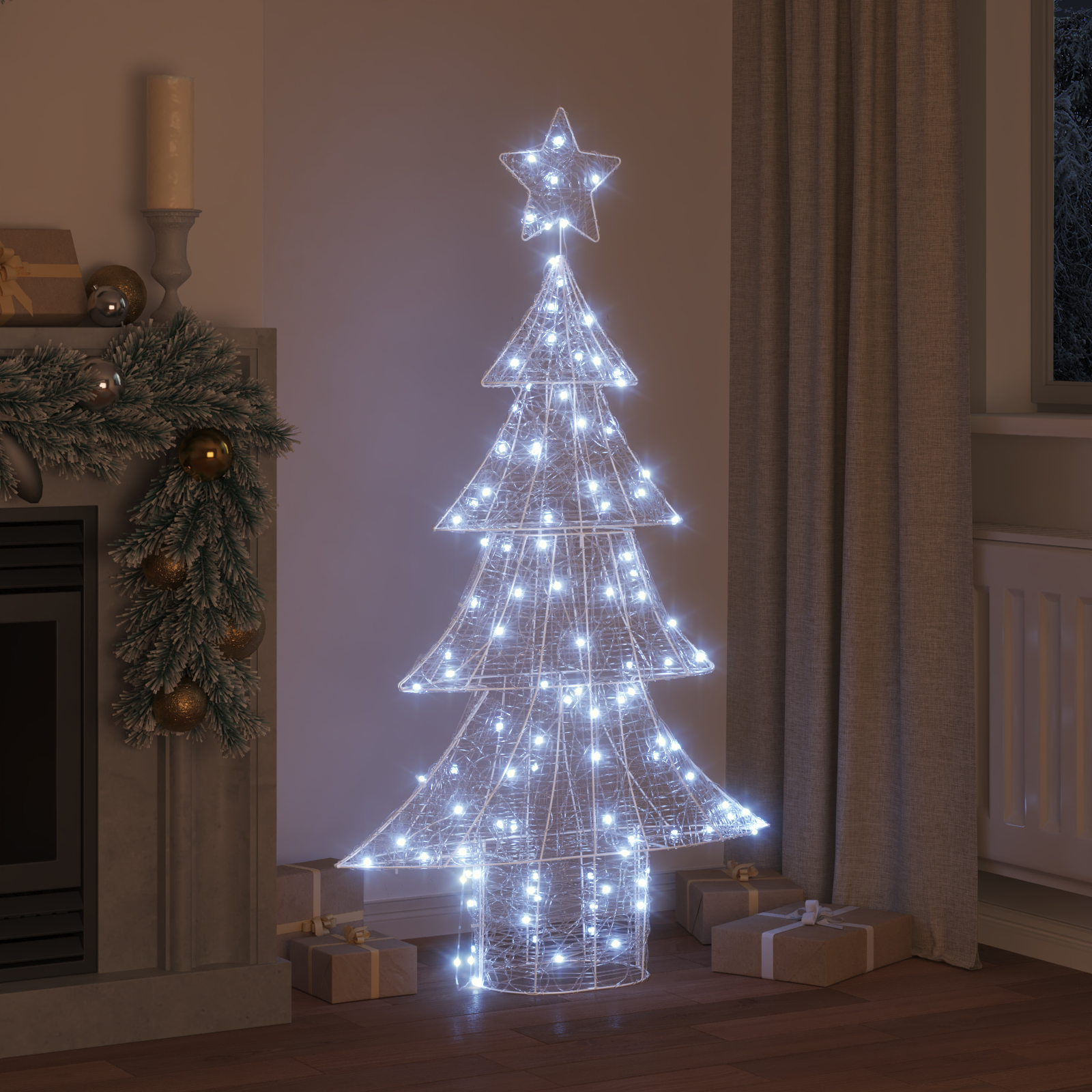 Kalėdų eglutė su 160 LED Šalta balta 150 cm Akrilas