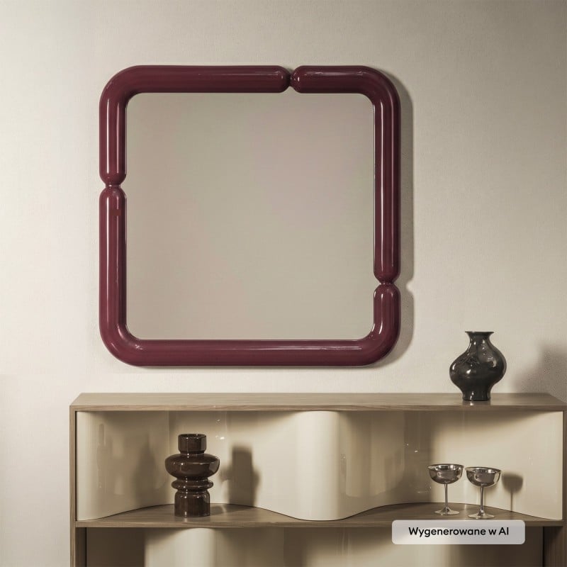 Veidrodis CALIMA 90x90 cm, burgundas/ruda