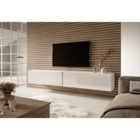TV spintelė FREJA, 200 cm, balta+auksinė