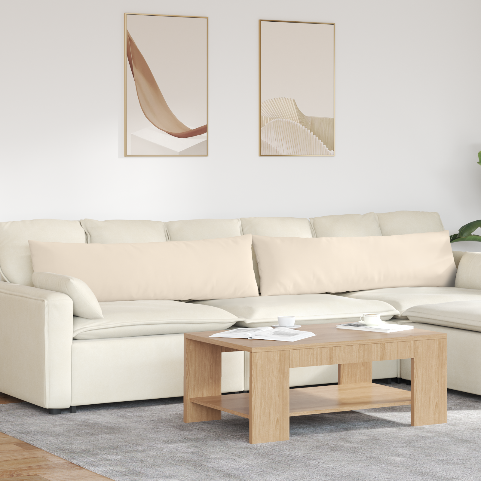 Sofa Pagalvės 2 pcs Smėlio 145 x 40 cm audinys
