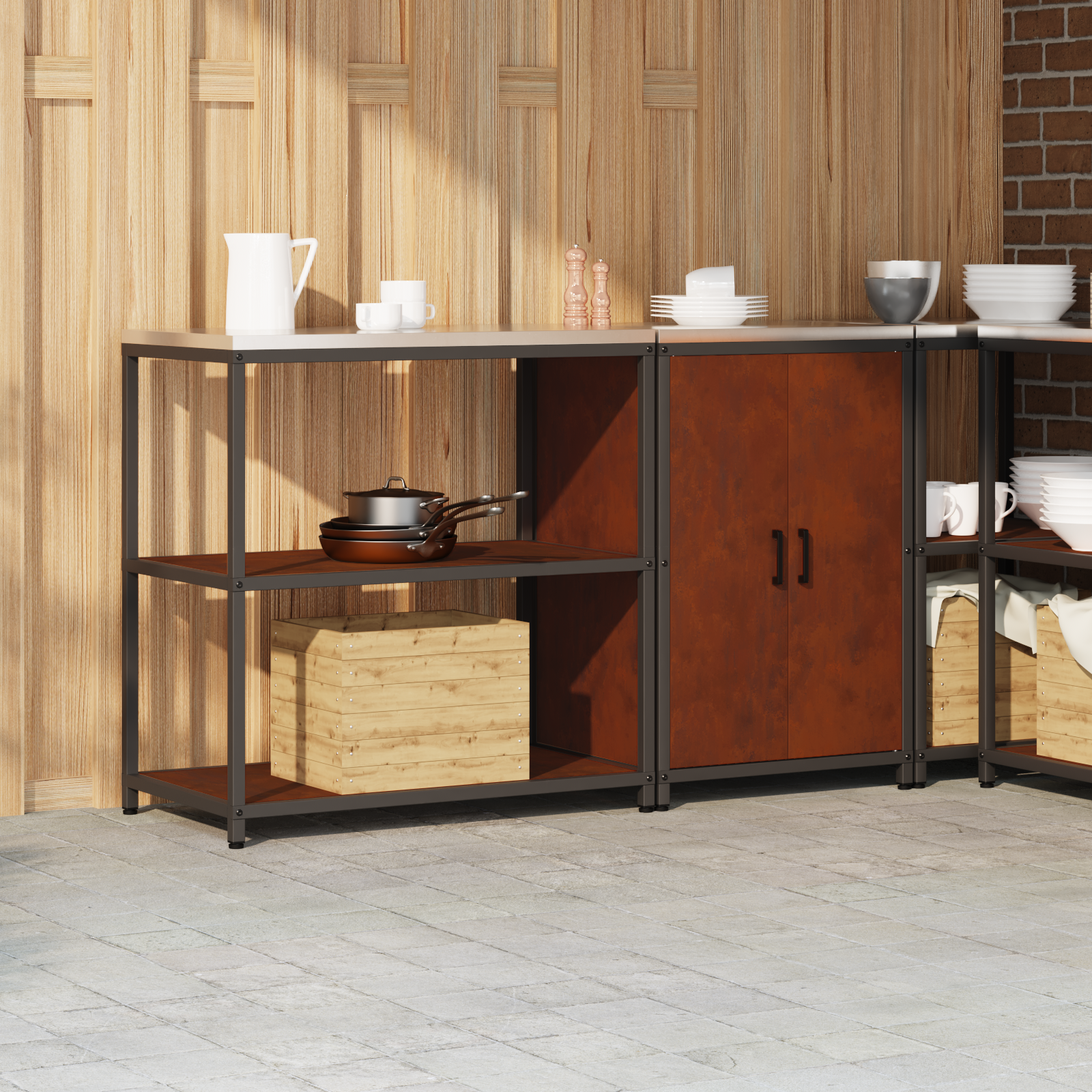 Kitchen storage set 2 pcs Rusty 150 x 50 x 92 cm